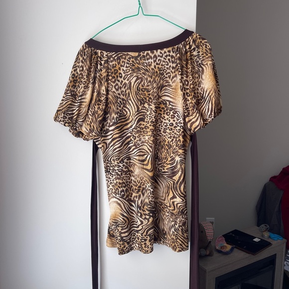 Vintage Janice V-Neck Leopard Print Top Large - Picture 4 of 4
